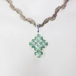 Pendant 45cm - Viridiana-Khaki Braid - Pendant 45cm - Laiton argenté